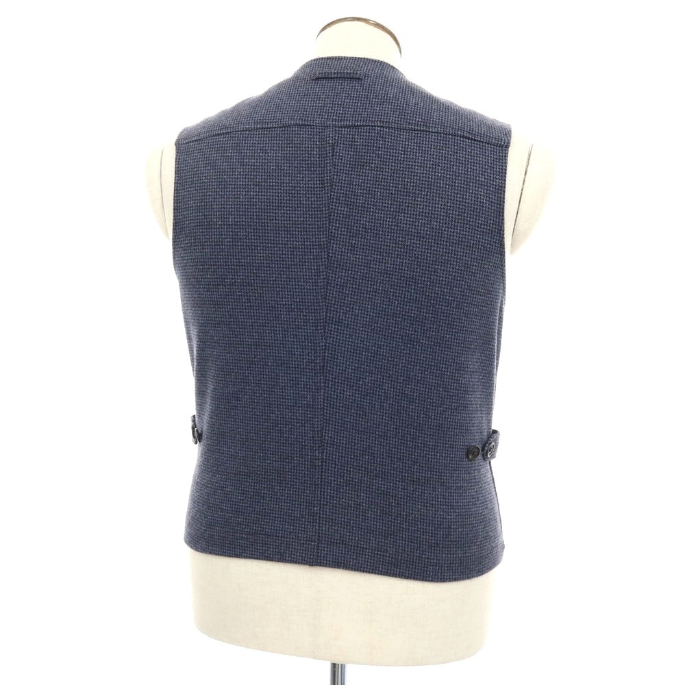 【中古】ティージャケット T-JACKET ポリエステルコットン ジャージー ハウンドトゥース ダブル カジュアル系ジレ ベスト ライトネイビー【 サイズL 】【 状態ランクB 】【 メンズ 】 [APD]