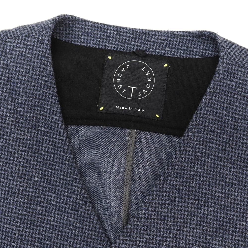 【中古】ティージャケット T-JACKET ポリエステルコットン ジャージー ハウンドトゥース ダブル カジュアル系ジレ ベスト ライトネイビー【サイズL】【 状態ランクB 】【 メンズ 】