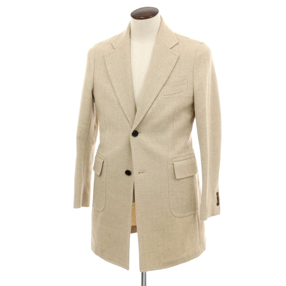 【中古】アルチザン ARTISAN ウール ヘリンボーン チェスターフィールドコート ベージュxアイボリー【サイズL】【 状態ランクA 】【 メンズ 】