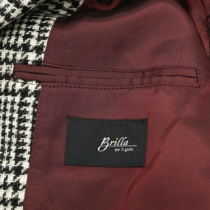 【中古】ブリッラ ペル イル グスト Brilla per il gusto ウール グレンチェック サファリジャケット ブラックxホワイト【サイズM】【 状態ランクB 】【 メンズ 】