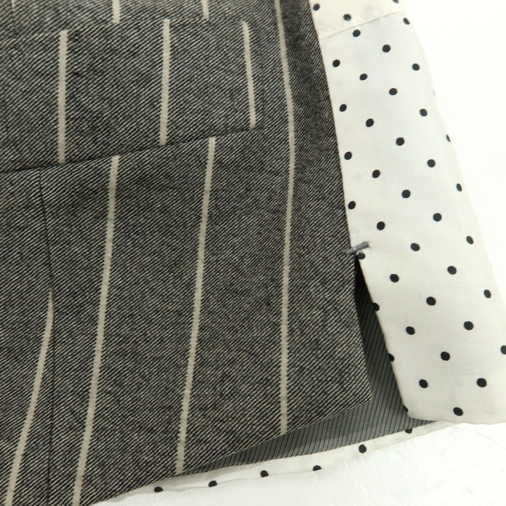 【中古】セイシェルズマインズ seychelles minds ウール スリーピース ストライプ 2つボタンスーツ グレー【サイズ表記なし（M位）】【 状態ランクB 】【 メンズ 】