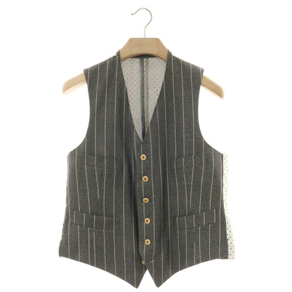 【中古】セイシェルズマインズ seychelles minds ウール スリーピース ストライプ 2つボタンスーツ グレー【サイズ表記なし（M位）】【 状態ランクB 】【 メンズ 】