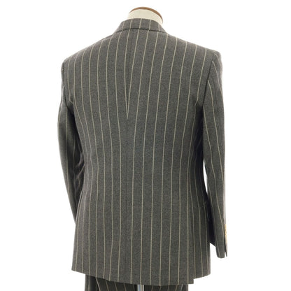 【中古】セイシェルズマインズ seychelles minds ウール スリーピース ストライプ 2つボタンスーツ グレー【サイズ表記なし（M位）】【 状態ランクB 】【 メンズ 】