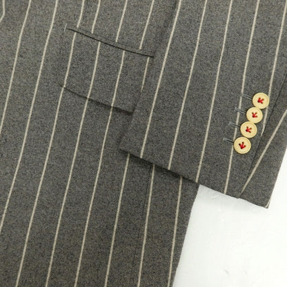 【中古】セイシェルズマインズ seychelles minds ウール スリーピース ストライプ 2つボタンスーツ グレー【サイズ表記なし（M位）】【 状態ランクB 】【 メンズ 】