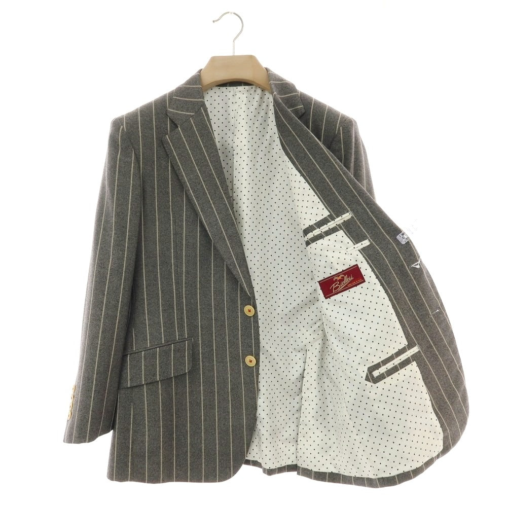 【中古】セイシェルズマインズ seychelles minds ウール スリーピース ストライプ 2つボタンスーツ グレー【サイズ表記なし（M位）】【 状態ランクB 】【 メンズ 】