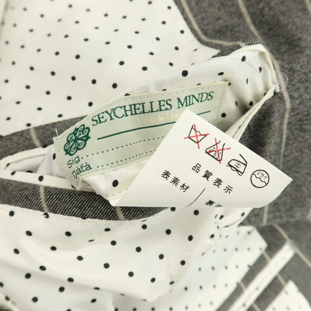【中古】セイシェルズマインズ seychelles minds ウール スリーピース ストライプ 2つボタンスーツ グレー【 サイズ表記なし（M位） 】【 状態ランクB 】【 メンズ 】 [APD]