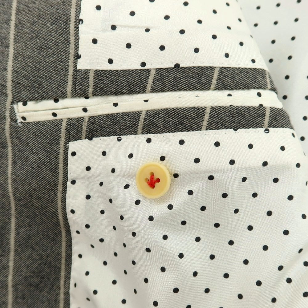 【中古】セイシェルズマインズ seychelles minds ウール スリーピース ストライプ 2つボタンスーツ グレー【サイズ表記なし（M位）】【 状態ランクB 】【 メンズ 】