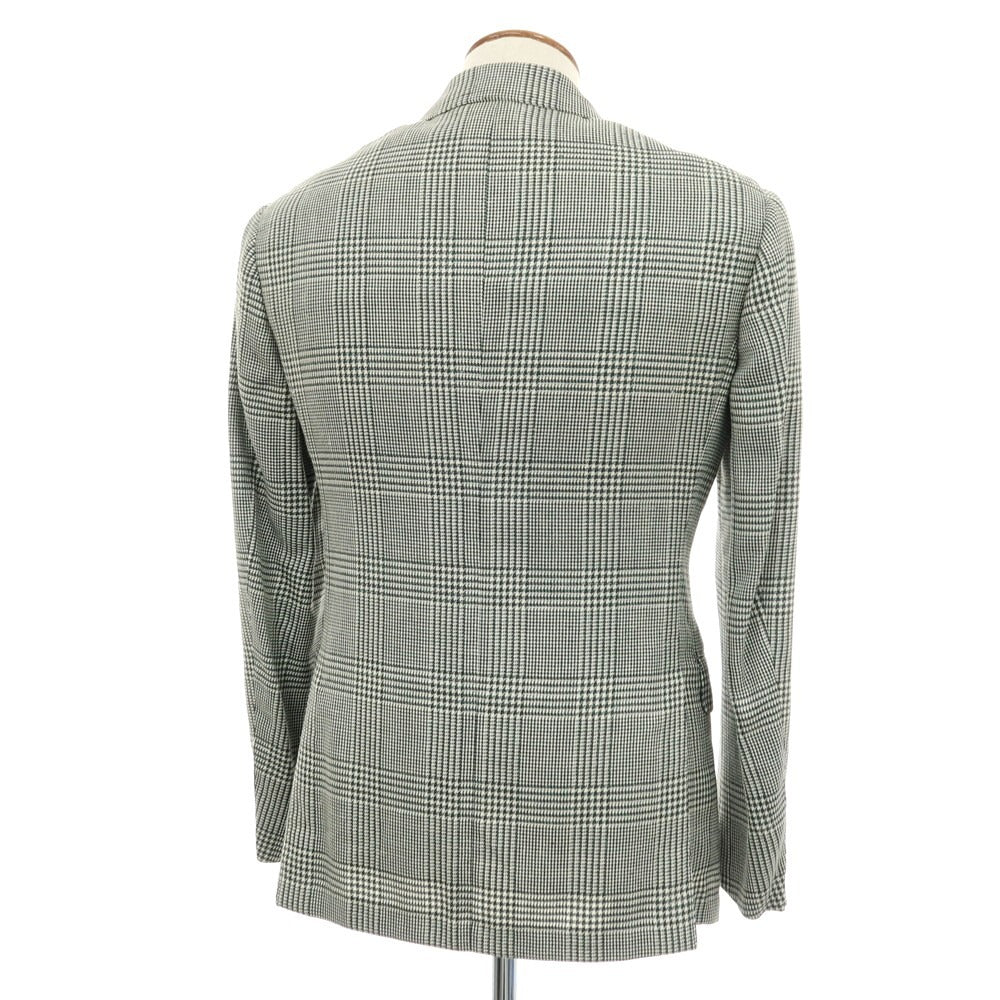 【中古】【未使用】ブリッラ ペル イル グスト Brilla per il gusto ウールシルクリネン グレンチェック ダブル6B テーラードジャケット グリーンxアイボリー【サイズ46】【 状態ランクS 】【 メンズ 】