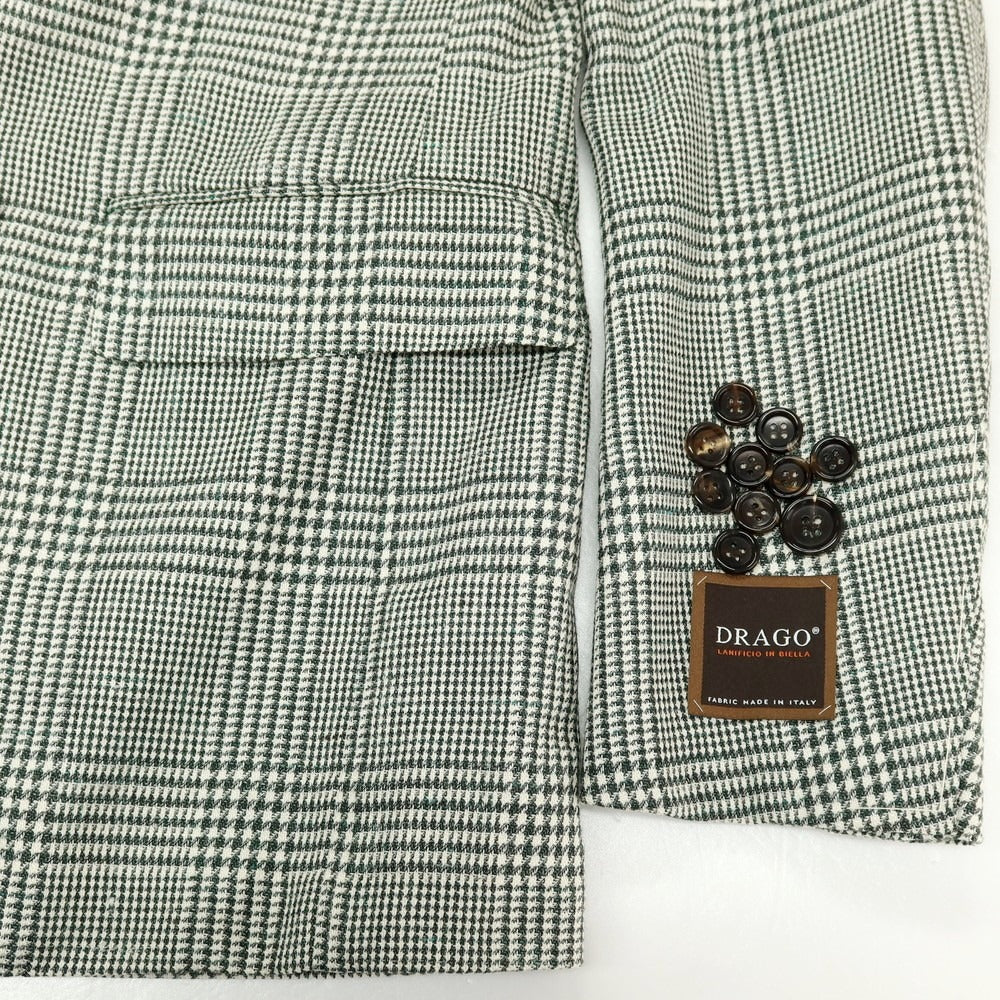 【中古】【未使用】ブリッラ ペル イル グスト Brilla per il gusto ウールシルクリネン グレンチェック ダブル6B テーラードジャケット グリーンxアイボリー【サイズ46】【 状態ランクS 】【 メンズ 】