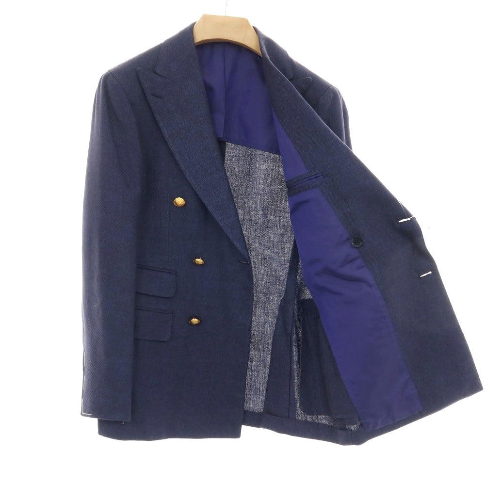 【中古】【未使用】ブリッラ ペル イル グスト Brilla per il gusto リネンシルクコットン ダブル6B テーラードジャケット ネイビー【サイズ46】【 状態ランクS 】【 メンズ 】