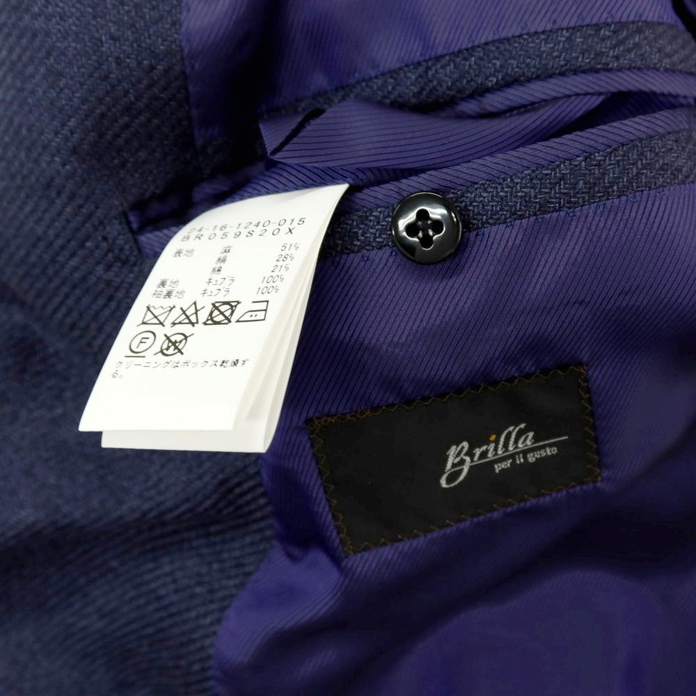 【中古】【未使用】ブリッラ ペル イル グスト Brilla per il gusto リネンシルクコットン ダブル6B テーラードジャケット ネイビー【サイズ46】【 状態ランクS 】【 メンズ 】