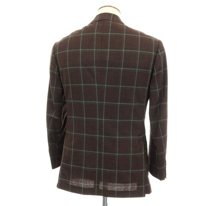 【中古】ブリッラ ペル イル グスト Brilla per il gusto ウールナイロンシルクリネン チェック 3B テーラードジャケット ブラウンxグリーン【サイズ46】【 状態ランクA 】【 メンズ 】