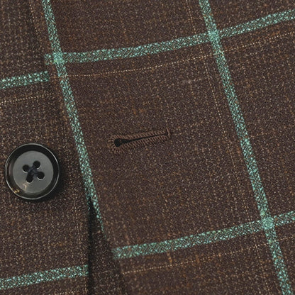 【中古】ブリッラ ペル イル グスト Brilla per il gusto ウールナイロンシルクリネン チェック 3B テーラードジャケット ブラウンxグリーン【サイズ46】【 状態ランクA 】【 メンズ 】