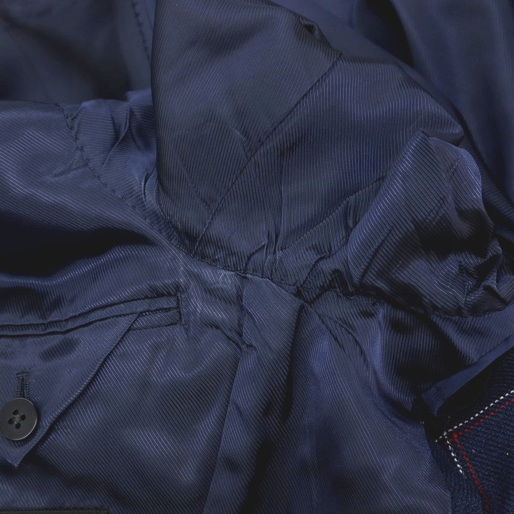 【中古】ソブリン SOVEREIGN ウールシルク3リネン チェック 3B テーラードジャケット ネイビーxレッド【サイズ46】【 状態ランクC 】【 メンズ 】