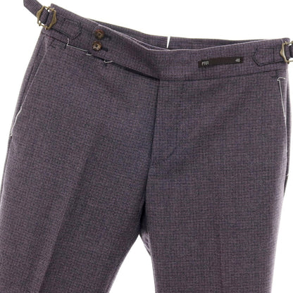 【中古】【未使用】ピーティーゼロウーノ PT01 SUPER100’S ウール ハウンドトゥース柄 カジュアルスラックスパンツ パープル系【サイズ46】【 状態ランクS 】【 メンズ 】