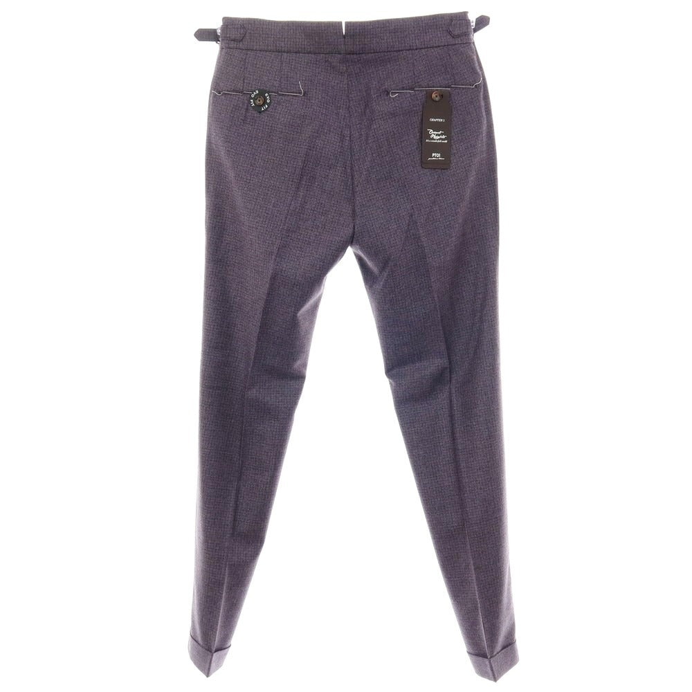 【中古】【未使用】ピーティーゼロウーノ PT01 SUPER100’S ウール ハウンドトゥース柄 カジュアルスラックスパンツ パープル系【サイズ46】【 状態ランクS 】【 メンズ 】