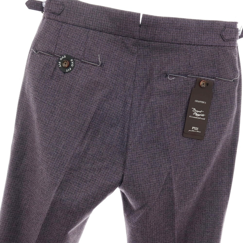 【中古】【未使用】ピーティーゼロウーノ PT01 SUPER100’S ウール ハウンドトゥース柄 カジュアルスラックスパンツ パープル系【サイズ46】【 状態ランクS 】【 メンズ 】