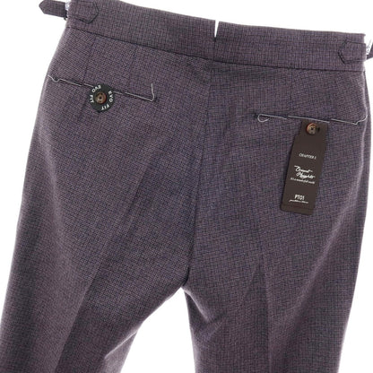 【中古】【未使用】ピーティーゼロウーノ PT01 SUPER100’S ウール ハウンドトゥース柄 カジュアルスラックスパンツ パープル系【サイズ46】【 状態ランクS 】【 メンズ 】