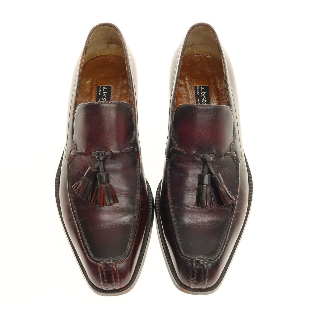 【中古】ア テストーニ a.testoni タッセルローファー パープル【サイズ5 1/2】【 状態ランクC 】【 メンズ 】