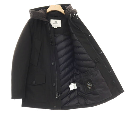 【中古】ウールリッチ WOOLRICH GORE-TEX ポリエステル フーデッド ダウンコート ブラック【サイズM】【 状態ランクB 】【 メンズ 】