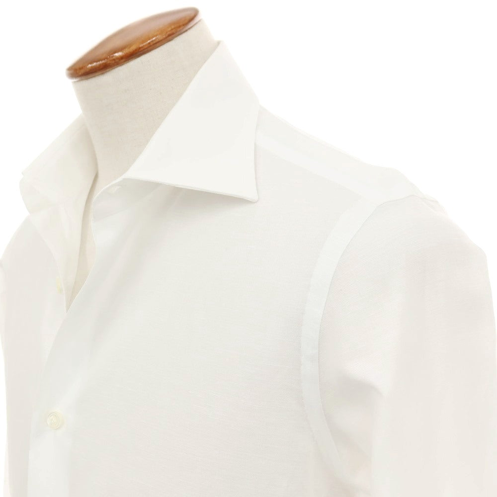 【中古】マリアサンタンジェロ Maria Santangelo コットンリネン セミワイドカラー ドレスシャツ ホワイト【サイズ40】【 状態ランクB 】【 メンズ 】