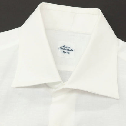 【中古】マリアサンタンジェロ Maria Santangelo コットンリネン セミワイドカラー ドレスシャツ ホワイト【サイズ40】【 状態ランクB 】【 メンズ 】
