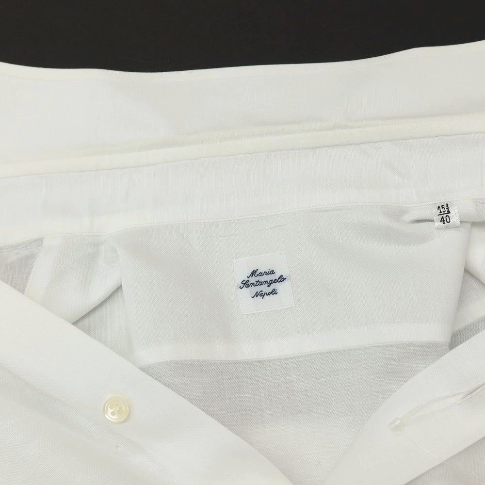 【中古】マリアサンタンジェロ Maria Santangelo コットンリネン セミワイドカラー ドレスシャツ ホワイト【サイズ40】【 状態ランクB 】【 メンズ 】