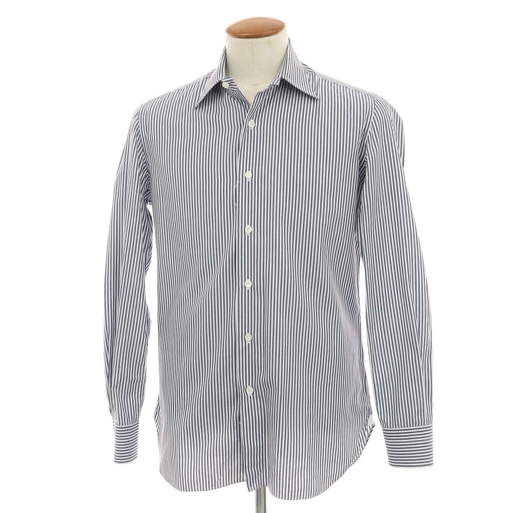 【中古】エリコフォルミコラ ERRICO FORMICOLA コットン ストライプ レギュラーカラー ドレスシャツ ネイビーxホワイト【サイズ40】【 状態ランクC 】【 メンズ 】