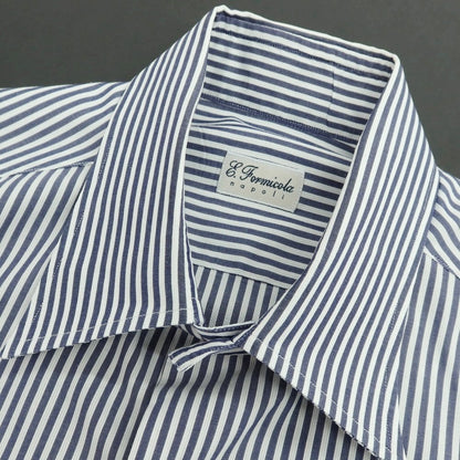 【中古】エリコフォルミコラ ERRICO FORMICOLA コットン ストライプ レギュラーカラー ドレスシャツ ネイビーxホワイト【サイズ40】【 状態ランクC 】【 メンズ 】