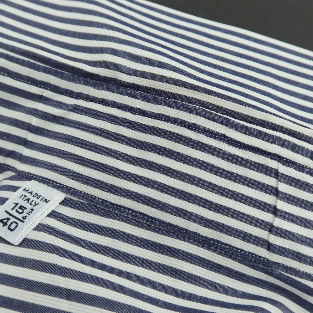 【中古】エリコフォルミコラ ERRICO FORMICOLA コットン ストライプ レギュラーカラー ドレスシャツ ネイビーxホワイト【サイズ40】【 状態ランクC 】【 メンズ 】