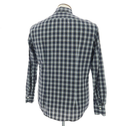 【中古】ジャンネット giannetto コットン チェック ワイドカラー カジュアルシャツ ネイビーxホワイト【サイズL】【 状態ランクC 】【 メンズ 】