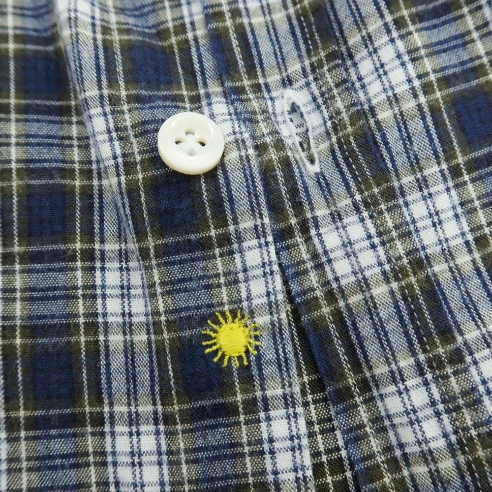 【中古】ジャンネット giannetto コットン チェック ワイドカラー カジュアルシャツ ネイビーxホワイト【サイズL】【 状態ランクC 】【 メンズ 】