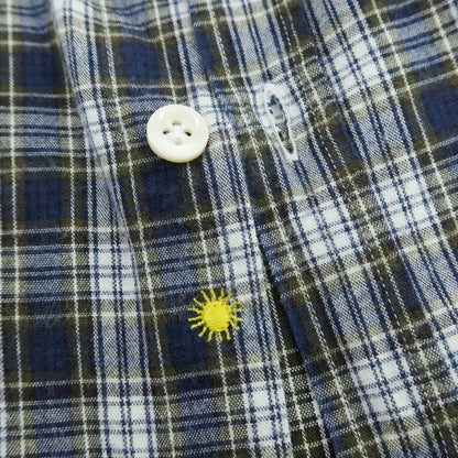 【中古】ジャンネット giannetto コットン チェック ワイドカラー カジュアルシャツ ネイビーxホワイト【サイズL】【 状態ランクC 】【 メンズ 】