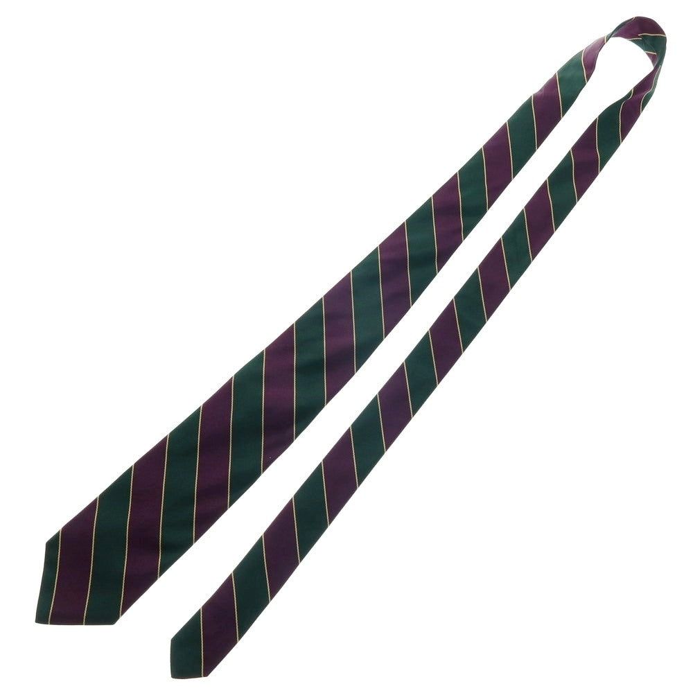【中古】ブロックルハースト BROCKLEHURST シルク ストライプ柄ネクタイ グリーンxパープル【 状態ランクB 】【 メンズ 】