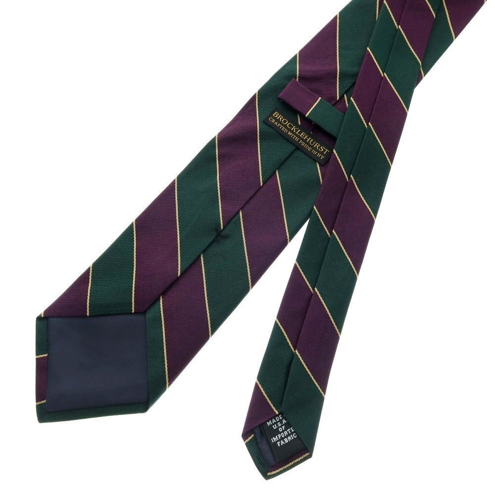 【中古】ブロックルハースト BROCKLEHURST シルク ストライプ柄ネクタイ グリーンxパープル【 状態ランクB 】【 メンズ 】