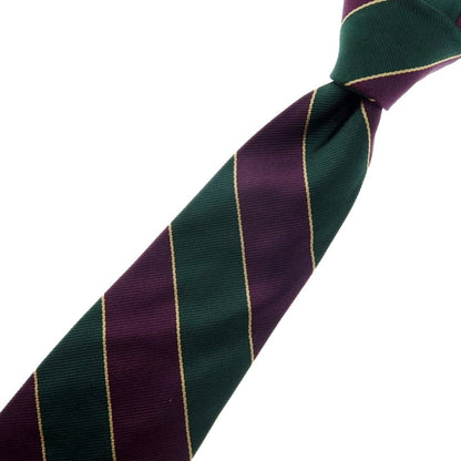 【中古】ブロックルハースト BROCKLEHURST シルク ストライプ柄ネクタイ グリーンxパープル【 状態ランクB 】【 メンズ 】