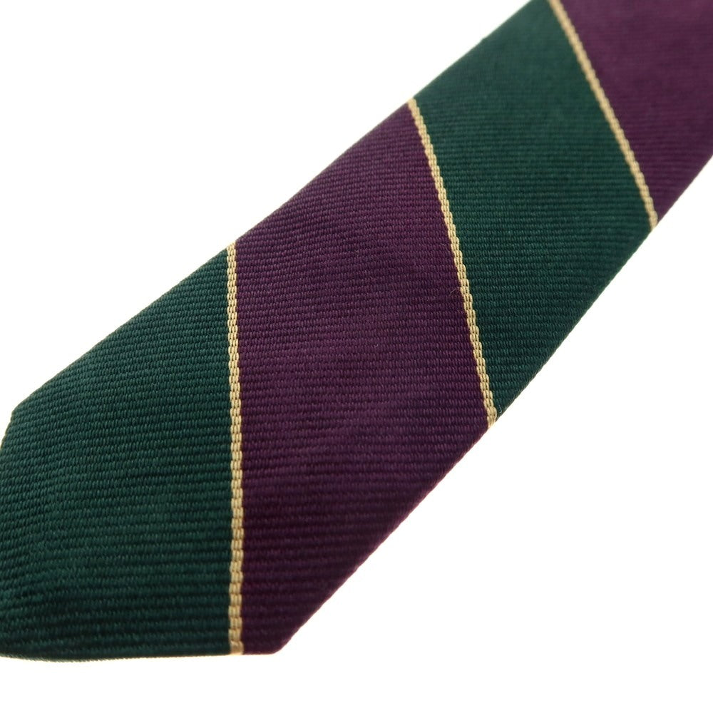 【中古】ブロックルハースト BROCKLEHURST シルク ストライプ柄ネクタイ グリーンxパープル【 状態ランクB 】【 メンズ 】