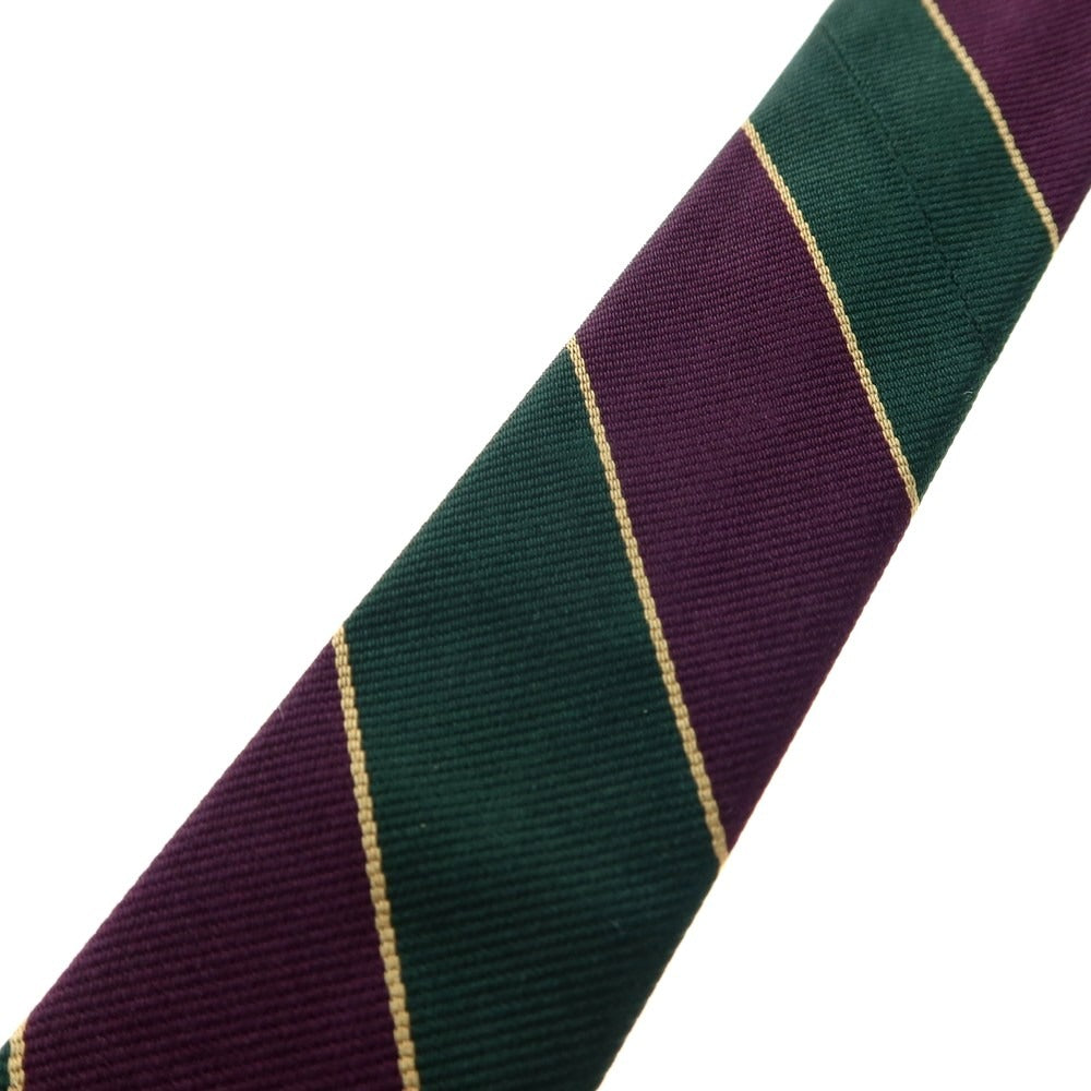 【中古】ブロックルハースト BROCKLEHURST シルク ストライプ柄ネクタイ グリーンxパープル【 状態ランクB 】【 メンズ 】