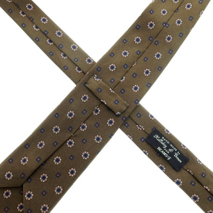 【中古】ホリデイ アンド ブラウン HOLLIDAY &amp; BROWN BEAMS F別注 シルク プリント 花小紋柄ネクタイ オリーブ【 状態ランクB 】【 メンズ 】