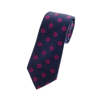 【中古】ターンブル＆アッサー Turnbull &amp; Asser シルク 小紋柄ネクタイ ネイビーxピンク【 状態ランクB 】【 メンズ 】