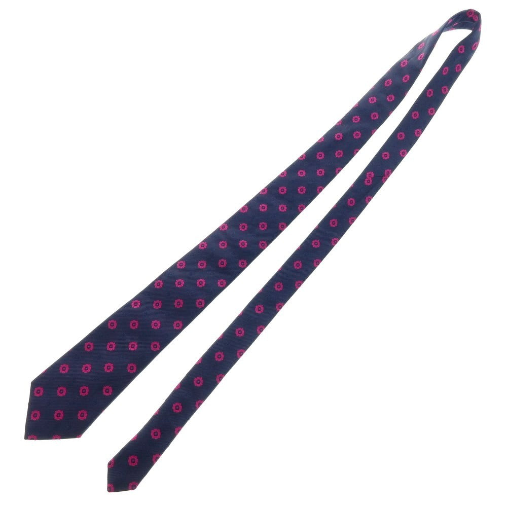 【中古】ターンブル＆アッサー Turnbull &amp; Asser シルク 小紋柄ネクタイ ネイビーxピンク【 状態ランクB 】【 メンズ 】