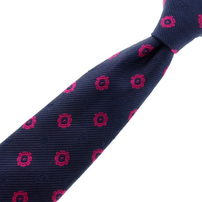 【中古】ターンブル＆アッサー Turnbull &amp; Asser シルク 小紋柄ネクタイ ネイビーxピンク【 状態ランクB 】【 メンズ 】