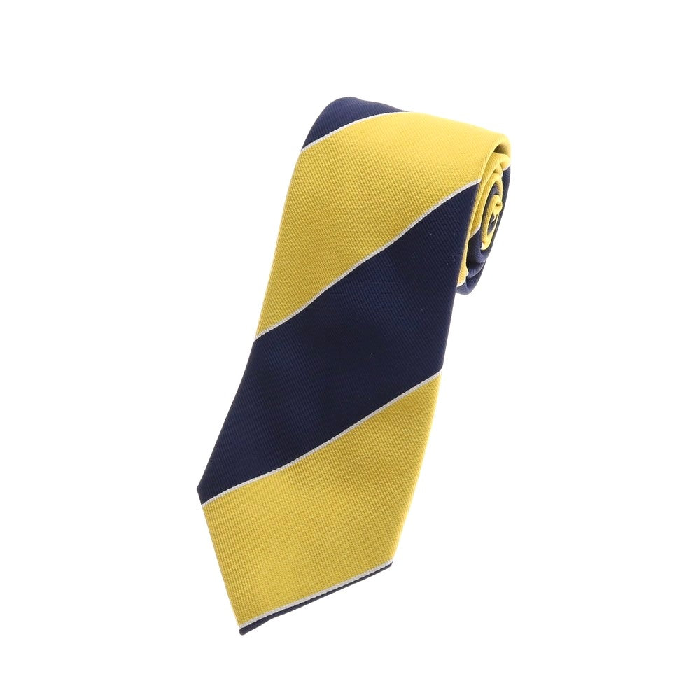 【中古】フランコバッシ FRANCO BASSI GOLDEN 80’S VINTAGE シルク ストライプ柄ネクタイ ネイビーxイエロー【 状態ランクB 】【 メンズ 】