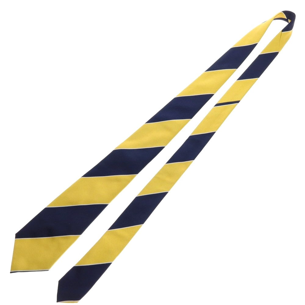 【中古】フランコバッシ FRANCO BASSI GOLDEN 80’S VINTAGE シルク ストライプ柄ネクタイ ネイビーxイエロー【 状態ランクB 】【 メンズ 】