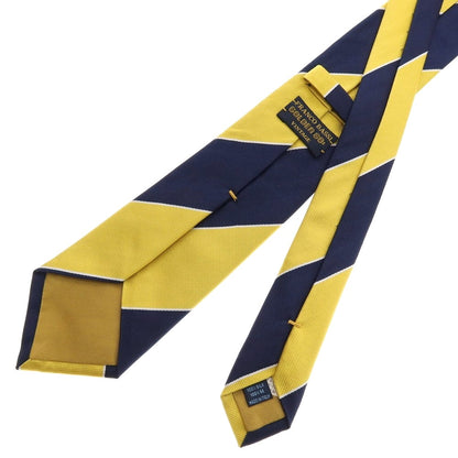 【中古】フランコバッシ FRANCO BASSI GOLDEN 80’S VINTAGE シルク ストライプ柄ネクタイ ネイビーxイエロー【 状態ランクB 】【 メンズ 】