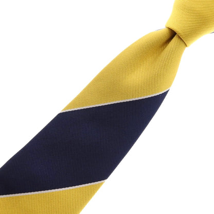 【中古】フランコバッシ FRANCO BASSI GOLDEN 80’S VINTAGE シルク ストライプ柄ネクタイ ネイビーxイエロー【 状態ランクB 】【 メンズ 】