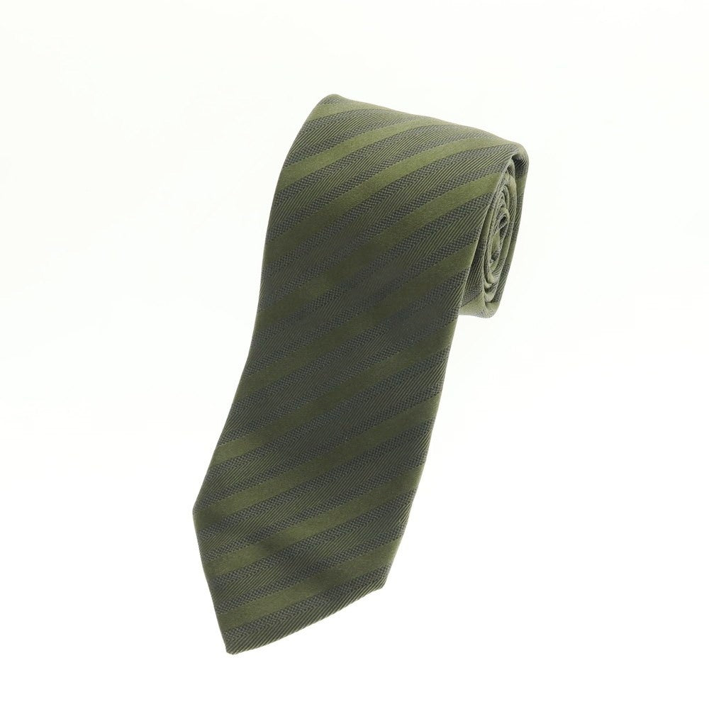 【中古】フランコミヌッチ franco minucci TOMORROWLAND別注 シルク ストライプ柄ネクタイ オリーブxネイビー【 状態ランクB 】【 メンズ 】