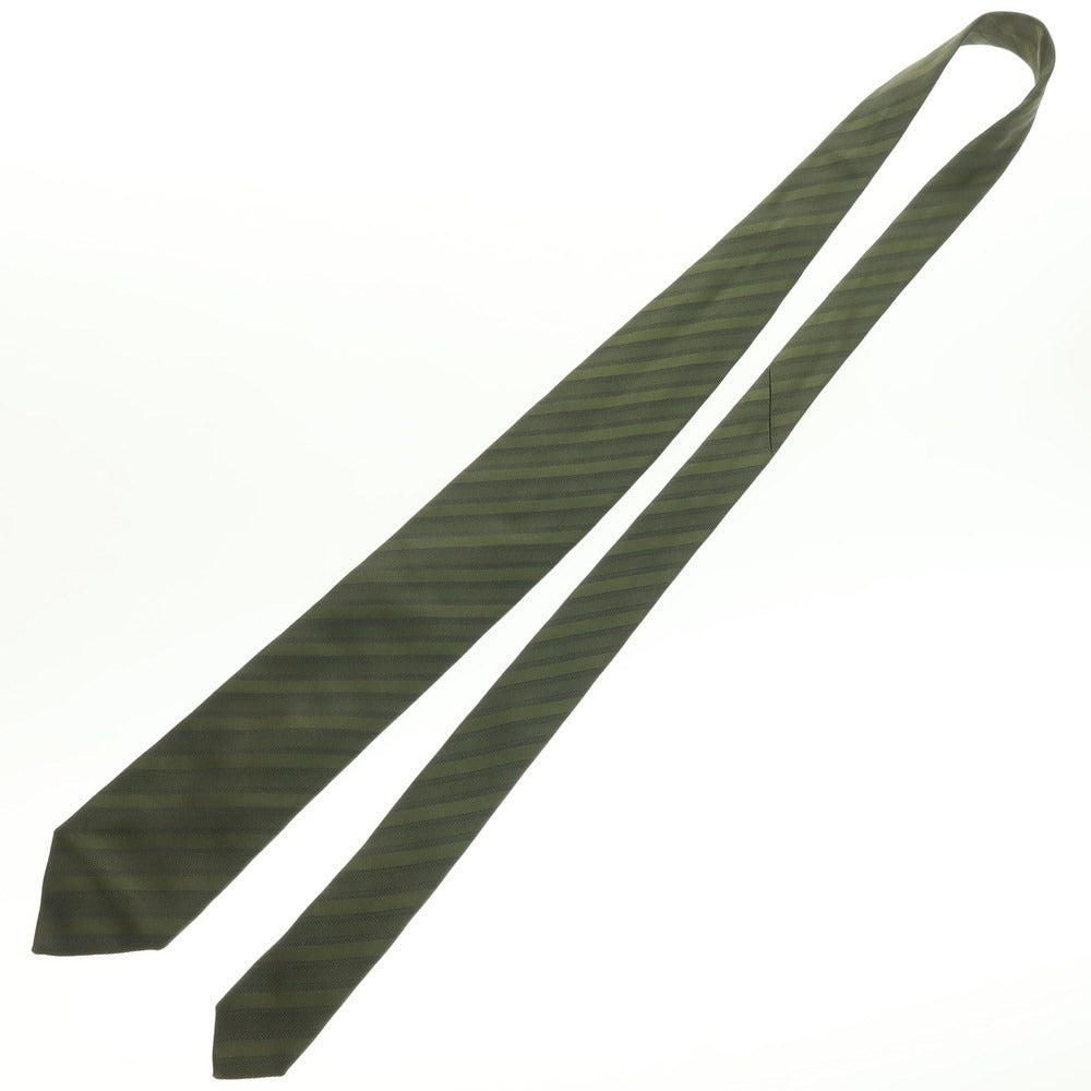 【中古】フランコミヌッチ franco minucci TOMORROWLAND別注 シルク ストライプ柄ネクタイ オリーブxネイビー【 状態ランクB 】【 メンズ 】