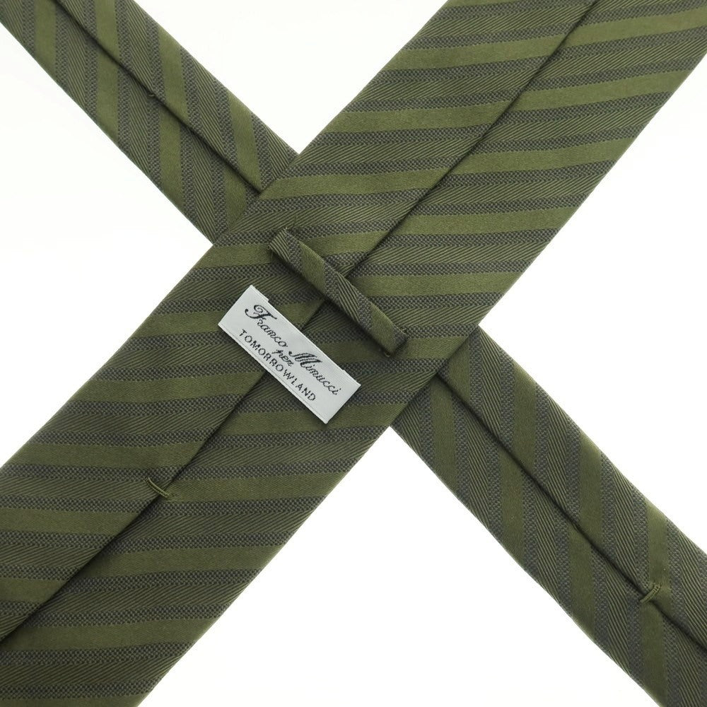 【中古】フランコミヌッチ franco minucci TOMORROWLAND別注 シルク ストライプ柄ネクタイ オリーブxネイビー【 状態ランクB 】【 メンズ 】