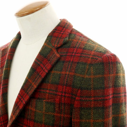 【中古】デペトリロ DE PETRILLO ツイードウール チェック カジュアルジャケット レッドxオリーブ【サイズ48】【 状態ランクB 】【 メンズ 】